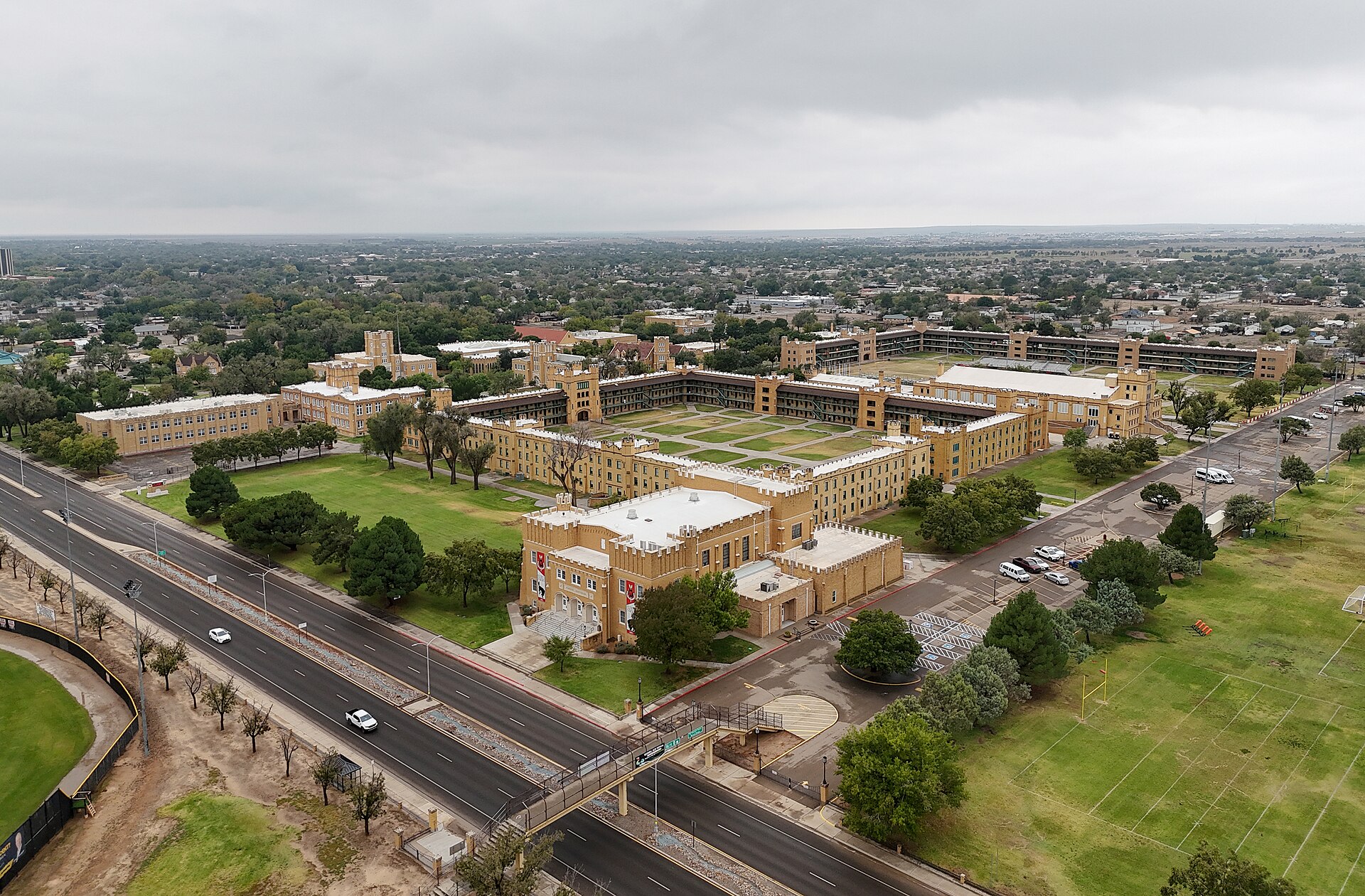 Aerial view of the New Mexico Military Institute campus in Roswell.